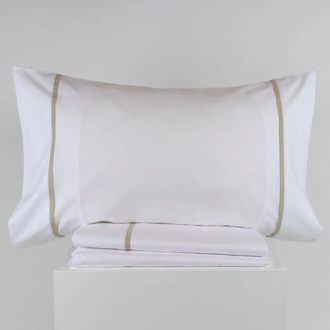Casa da Laura S&aacute;banas 100% algod&oacute;n 180 hilos vibo marr&oacute;n cama 135/140 1 almohada 4