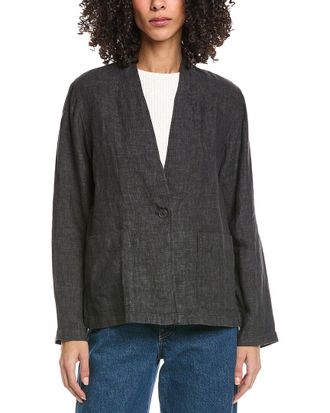 Eileen Fisher High Collar Linen Jacket
