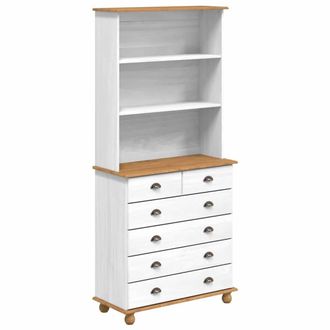 Berkfield Home Hutch g&Auml;&uacute;ASKIMg&Auml;&ugrave; White 91x40x199.5 cm Solid Wood Pine