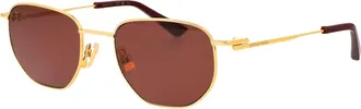 Bottega Veneta Unisex Sunglasses Bv1301s Gold Gold-Gold-Brown Metal Gold/gold/brown