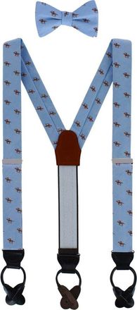 Trafalgar Store Down The Stretch Racehorse Linen Blend Suspenders (Braces) & Bow Tie Bundle in Light Blue at Nordstrom