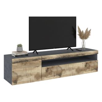 Dmora Dmora - Mueble De Televisi&oacute;n Dbele, Aparador Bajo Para Sal&oacute;n, Base Soporte Tv, 100% Made In Italy, Cm 150x40h37, Pizarra Y Arce