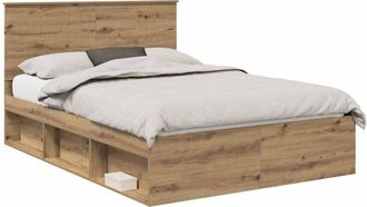 vidaXL Bed Frame Artisian Oak 140 x 190 cm Solid Pine Wood vidaXL