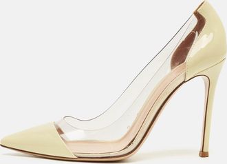 Gianvito Rossi Cream Patent Leather And Pvc Plexi Pumps