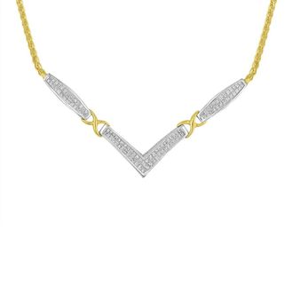 House of Brilliance 14k Yellow and White Gold 2 cttw Diamond V Shape Statment 18 Necklace (H-I,SI2-I1)