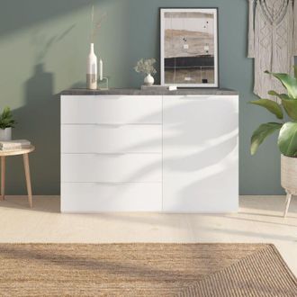 Decorspace Decor Space - Cassettiera multiuso Mundi con 4 cassetti ed 1 anta Nero e Bianco h 82 cm