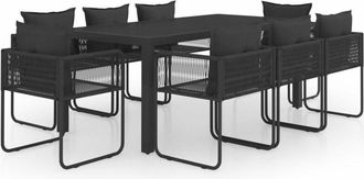 vidaXL Set De Comedor De Jard&iacute;n De 9 Piezas Pvc Rat&aacute;n Negro Vidaxl