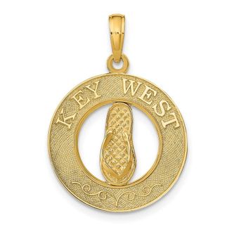 Diamond2Deal 14k Yellow Gold KEY WEST Flip Flop Pendant