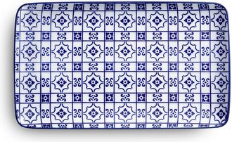 Kaleidos Milano Línea COIMBRA - juego de 4 platos rectangulares 30x18 cm, blanco/azul
