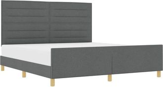 vidaXL Bed Frame with Headboard Dark grey 180 x 200 cm Fabric vidaXL