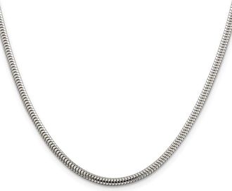 Diamond2Deal Sterling Silver 3mm Round Snake Chain Necklace