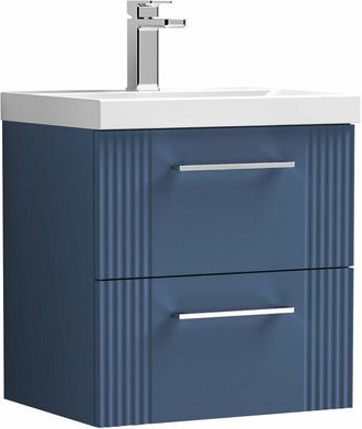 Nuie Nuie Deco Wall Hung 2-Drawer Vanity Unit with Basin-1 500mm Wide - Satin Blue