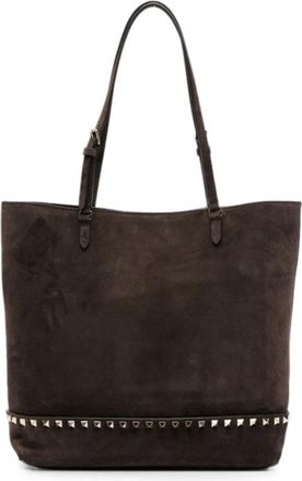 Valentino Garavani Rockstud Medium Suede Tote - Dames - Shoppers - Bruin - ONE Size - Leer - Tassen