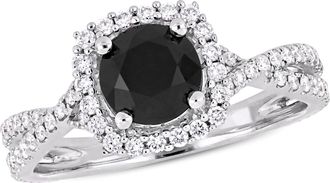Mimi & Max 1 1/2ct TW Black White Diamond Infinity Engagement Ring 14k White Gold