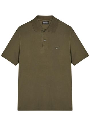 Emporio Armani Logo-embroidered Jersey Polo Shirt - Brown - L
