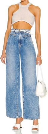 GRLFRND Morgan Pleated High Rise Wide Leg Jeans In Riverside