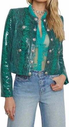 L'agence Jayde Collarless Jacket In Green