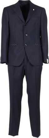 Luigi Bianchi Mantova Single-breasted Pak - Heren - Business pakken - Blauw - L - Wol - Kostuums