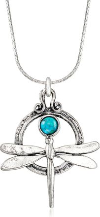 Ross-Simons Turquoise Dragonfly Necklace in Sterling Silver