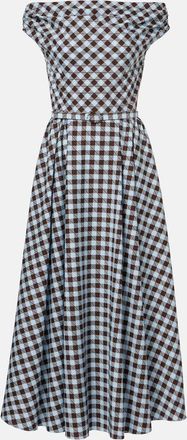 Oscar De La Renta Gingham cotton-blend midi dress