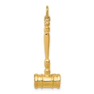 Diamond2Deal 14k Yellow Gold 3-D Gavel Charm