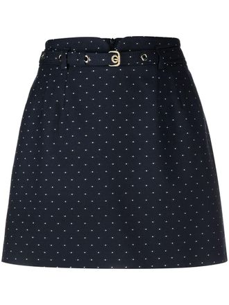 Red Valentino dotted high-waisted belted skort - women - Cotton/Polyamide/Polyester/Spandex/Elastane/Acetate/Virgin Wool - 40 - Blue
