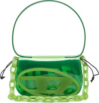 Diesel Transparent Green Handbag with Bold Logo Print