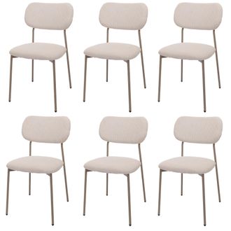 Hhg [non Utilizzato] Set Di 6 Sedie Da Pranzo Hhg-064, Poltroncina Da Cucina Imbottita, Velluto A Coste (330g/m&sup2;) Metallo, Beige