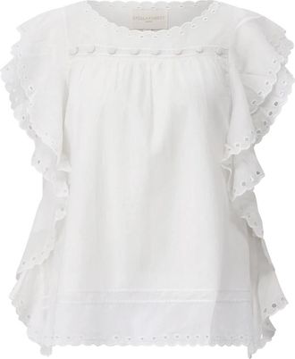 Stella Forest Geborduurde Mouwloze Blouse - Dames - Blouses - Wit - XS - Overhemden