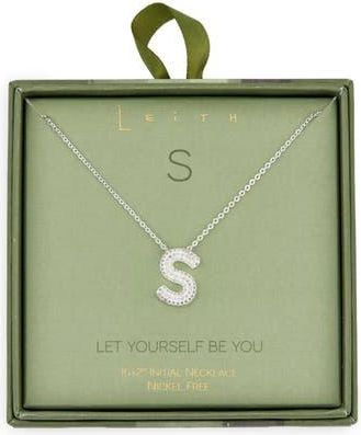 Leith Pavé Cubic Zirconia Initial Pendant Necklace in S- Clear- Silver at Nordstrom Rack