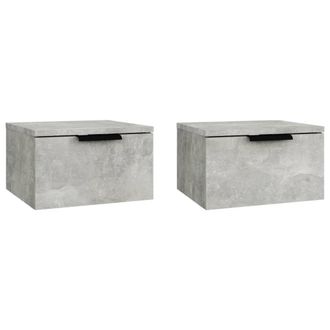 vidaXL Vidaxl - Mesita De Noche De Pared 2 Uds Color Gris Hormig&oacute;n 34x30x20 Cm
