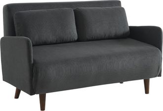 Sweeek Sof&aacute; cama de pana de 2 plazas con patas de madera, gris oscuro