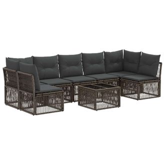 vidaXL Conjunto De Sof&aacute;s De Jard&iacute;n 8 Pcs Gris Rat&aacute;n Sint&eacute;tico Vidaxl