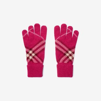 Burberry Check Cashmere Blend Gloves