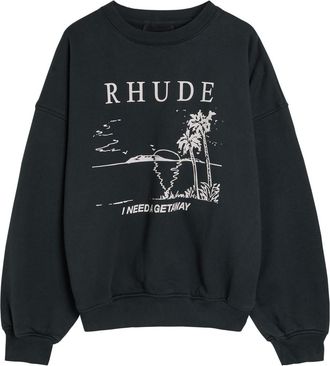 Rhude Rhude I Need A Getaway Printed Cotton Sweatshirt - Black And White - XL