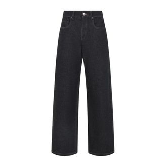 Brunello Cucinelli Brunello Cucinelli, Wide Jeans, female, Black, Size: XS Cotton Wide Jeans