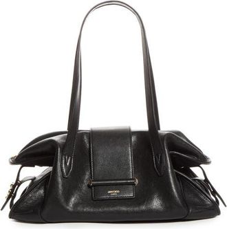 Jimmy Choo London Medium Bar Leather Holdall Bag in Black/shiny Gold at Nordstrom