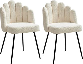 Vente-Unique Conjunto de 2 sillas en tela boucl&eacute; y metal negro - Crema - ALTINAM de Pascal MORABITO