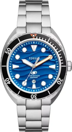 Fossil Accessoires, Heren, Blauw, ONE Size, Breaker Drie-Handen Datumhorloge
