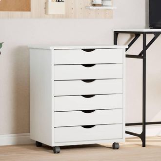 vidaXL Vidaxl - Cajonera Con Ruedas Moss Madera Maciza De Pino Blanco