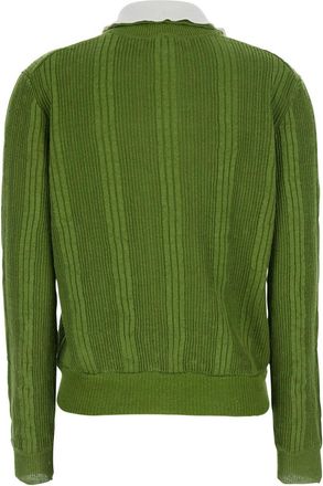 Shushu/Tong Womens Pullover Linen Knit Green Tops Top