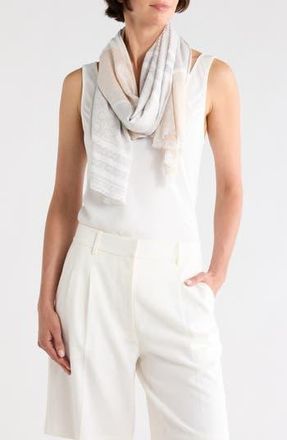 Calvin Klein Colorblock Logo Scarf in Latte at Nordstrom Rack