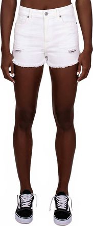 Eunina Jeans Super Hi-Rise Distressed Short In White Sand Dune