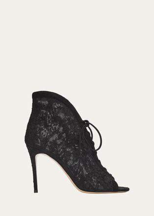 Gianvito Rossi 95mm Floral Lace Booties