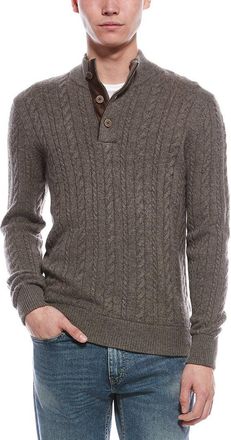 Raffi Cable Button Cashmere Mock Neck Sweater