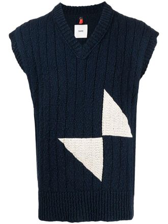 OAMC panelled knitted vest - men - Cotton/Viscose/Nylon/Elastane - L - Blue
