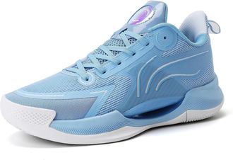 Generic Unisex Basketball Shoes Low Cut Wear-Resistant Shock-Absorbing Breathable Fashionable Sports Training Boot Walking Shoes(Blue,8.5 UK)