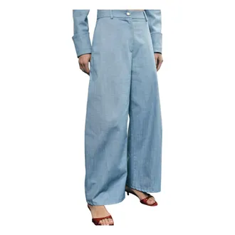 Imperial Wide Trousers, female, Blue, Size: L Barrel Trousers