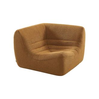 Sweeek Sill&oacute;n envasado al vac&iacute;o esquinero de borreguito texturizado, mostaza