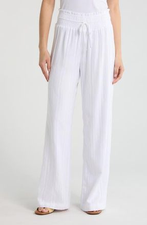 Splendid Meadow Embroidered Cotton Drawstring Pants in White at Nordstrom, Size X-Small